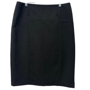 First Opinion Womens Size 10 Black Pencil Skirt Belt Loop Holes 24 Inch Length